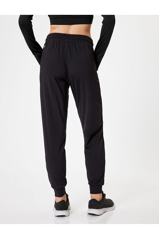 Jogger Eşofman Altı Beli Bağcıklı Ekstra Yüksek Bel Slim Fit Interlok - 4
