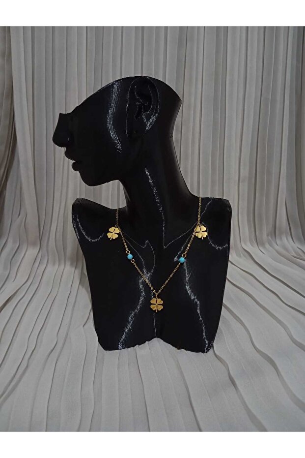 çelik yonca kolye - 3