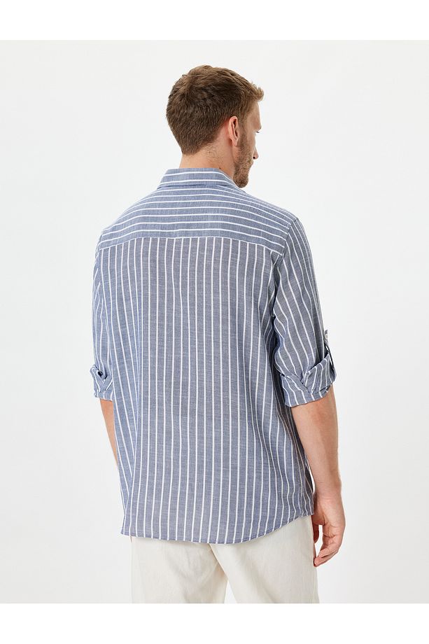 Basic Gömlek Uzun Kollu Pamuklu Regular Fit - 4
