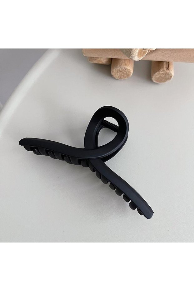 Latch Buckle Imported Product Bow Large Size 13 cm Matte Black Hair Clip