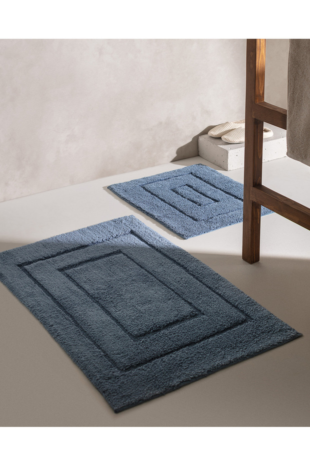 Lambese 2-Pack Cotton Bath Mat - Indigo 60X100