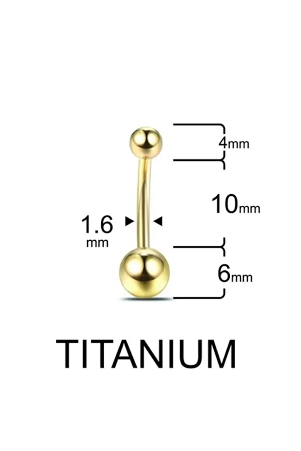 Mini Top Altın Titanyum Göbek Piercing - 1