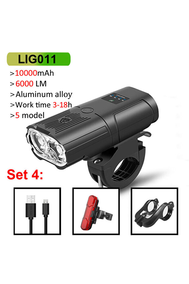 011 set 4 NEWBOLER Smart Bicycle Light Front 10000mAh Bike Light 6000Lumen Waterproof USB Charging