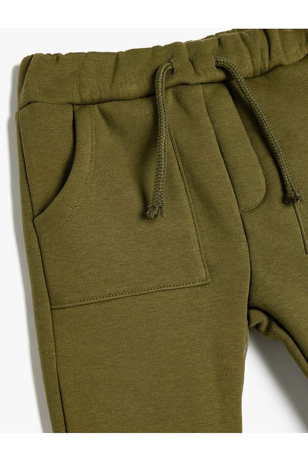 Beli Bağcıklı Cep Detaylı Şardonlu Basic Jogger Eşofman Altı - 3