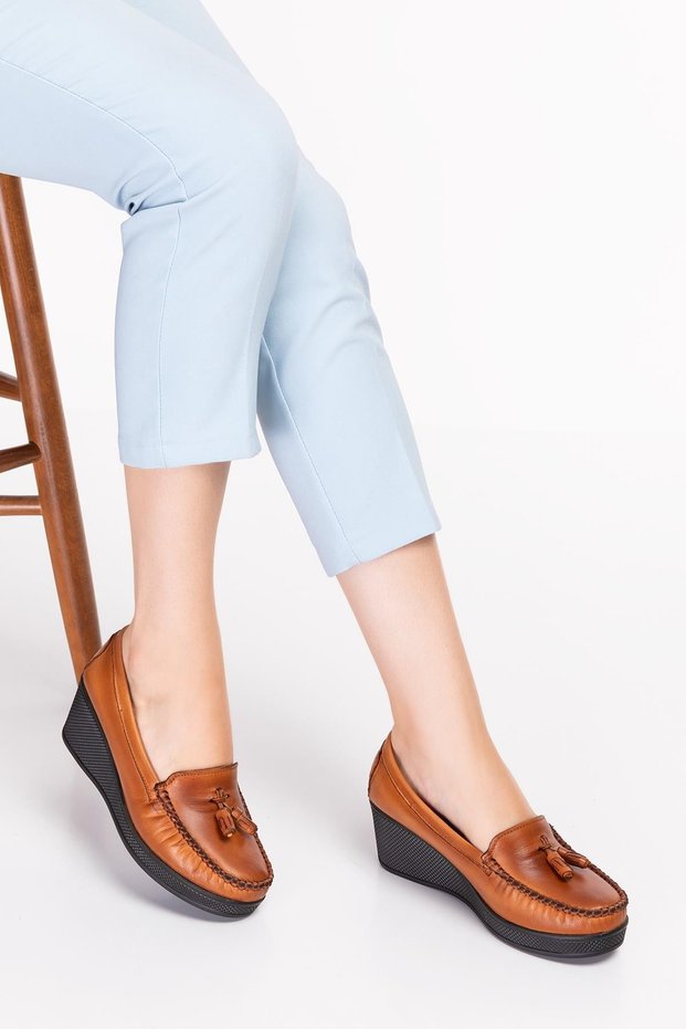 Plus-plus014-14501 Genuine Leather Orthopedic Women's Platform Heel Shoes