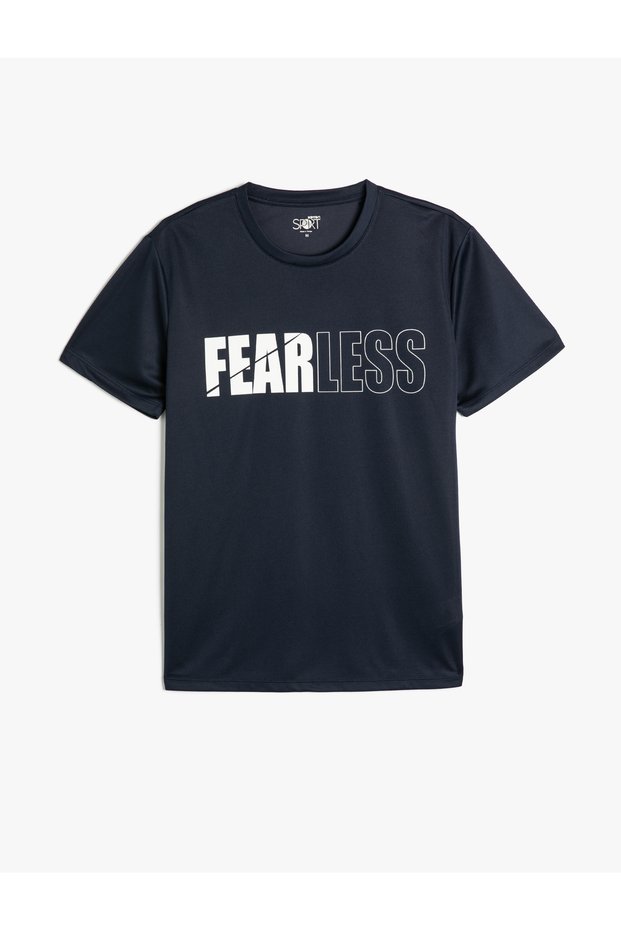 Crew Neck Short Sleeve Sports T-Shirt - Slogan Printed