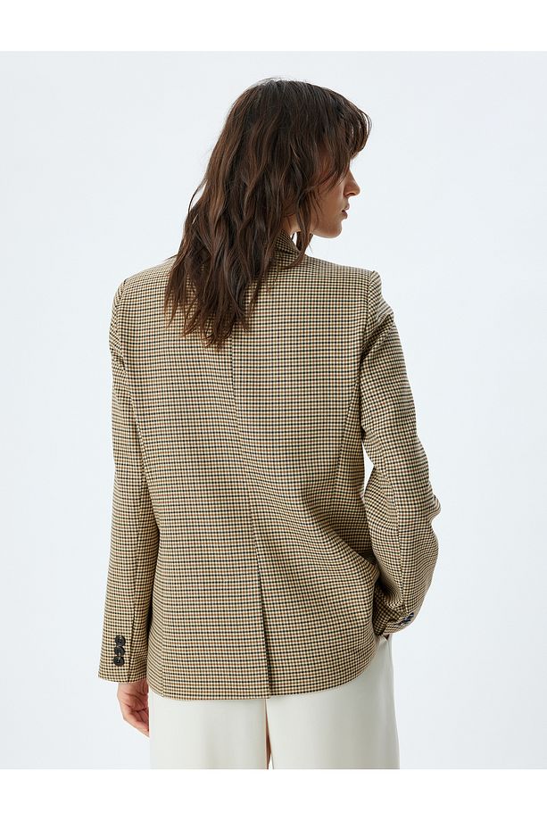 Kruvaze Blazer Ceket Kapaklı Çift Cep Detaylı Regular Fit - 4