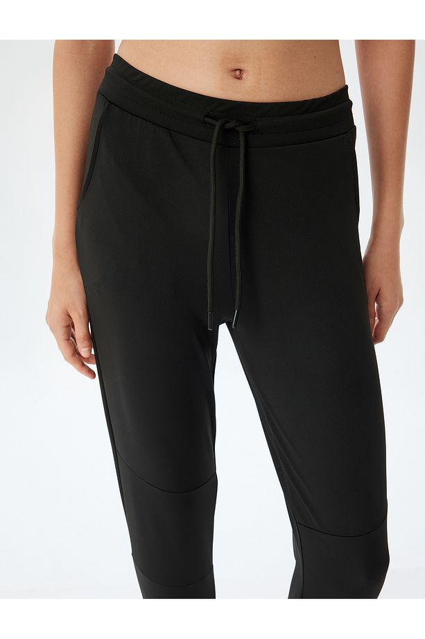 Jogger Eşofman Altı Beli Bağcıklı Ekstra Yüksek Bel Slim Fit Interlok - 5