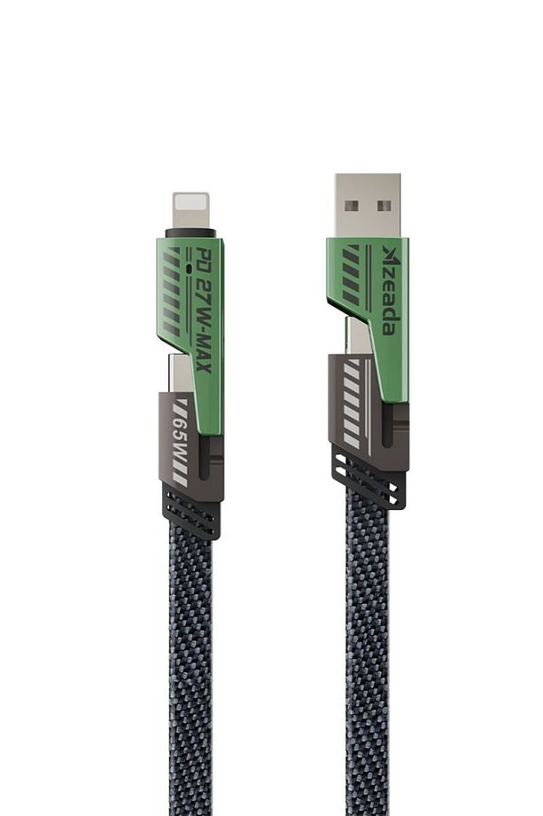 Azeada 65w Çoklu USB Type-C ve Lightning Örgülü Şarj Ve Data Kablosu - 1.5 Metre 65 W - 1