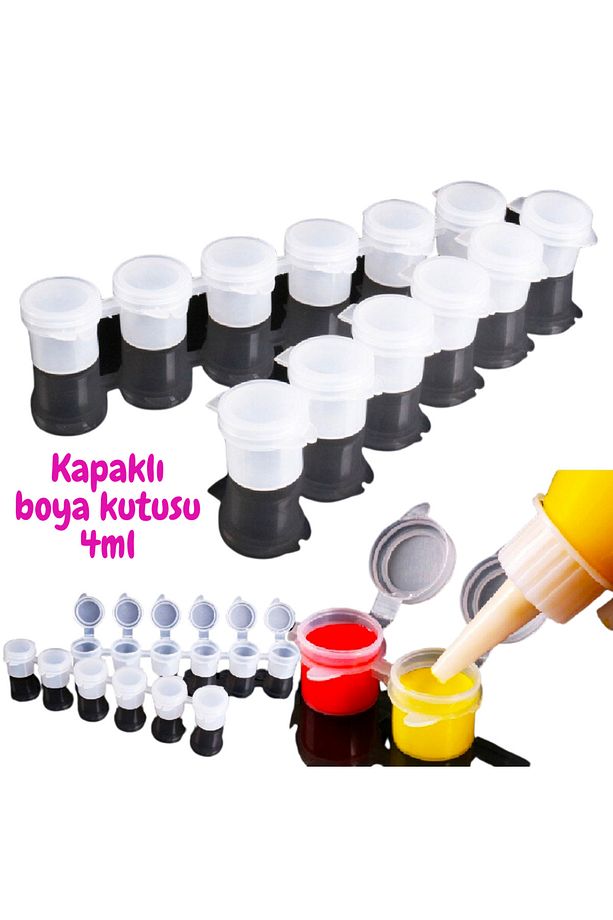 10 adet (60göz) 4ml Boş Mini Sızdırmaz Kapaklı  Plastik Boya Kutusu  , Boncuk Kutusu,Saklama Kutusu - 1