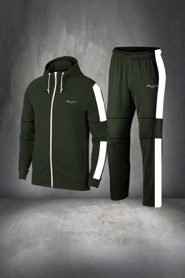 Men's Khaki New Supra Combed Cotton Two-Piece Stylish Sportswear Athlete Running Set S-3Xl