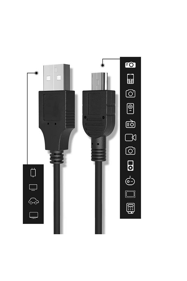 1.5 Metre Ps3 Kol Şarj Kablosu 5 Pin Mini Usb Usb5-pin 2.0 Erkek A Mini 5 Pin B 1.5mt Piramit Uç - 9