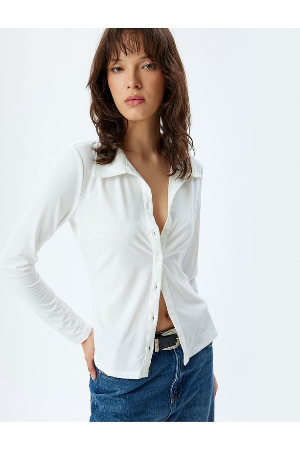 Slim Fit Basic Gömlek Uzun Kollu - 2