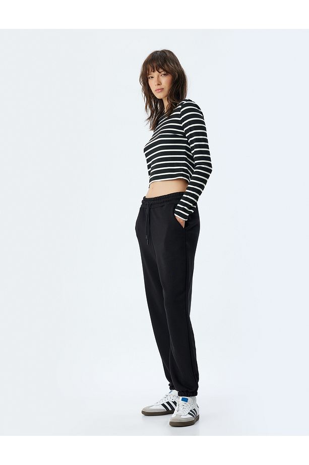 Cepli Beli Bağcıklı Regular Fit Jogger Eşofman Altı - 2