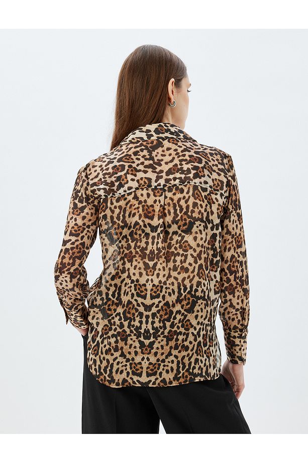 Leopar Desenli Gömlek Regular Fit Uzun Kollu - 4