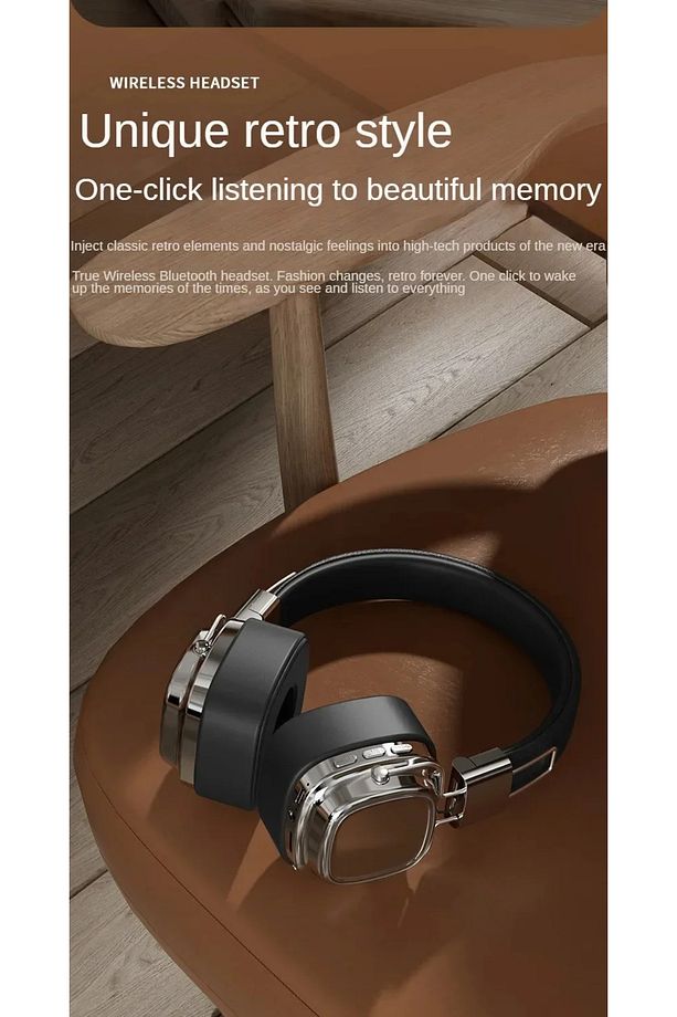 Katlanabilir Kafa Üstü Deri Kemerli Mikrofonlu Bluetooth 5.3 Kulaklık Uzun Süre Kullanım SMY-63 - 4