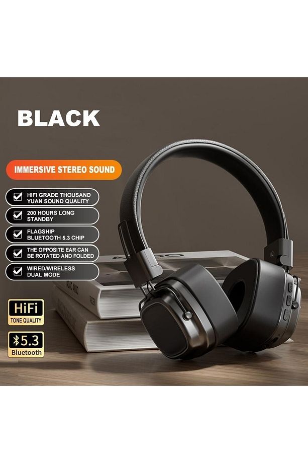 Katlanabilir Kafa Üstü Deri Kemerli Mikrofonlu Bluetooth 5.3 Kulaklık Uzun Süre Kullanım SMY-63 - 5