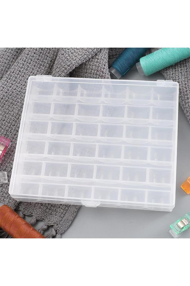 Ev Tipi Aile Dikiş Makinesi 36 Lı Şeffaf Masura Saklama Kutusu - 8