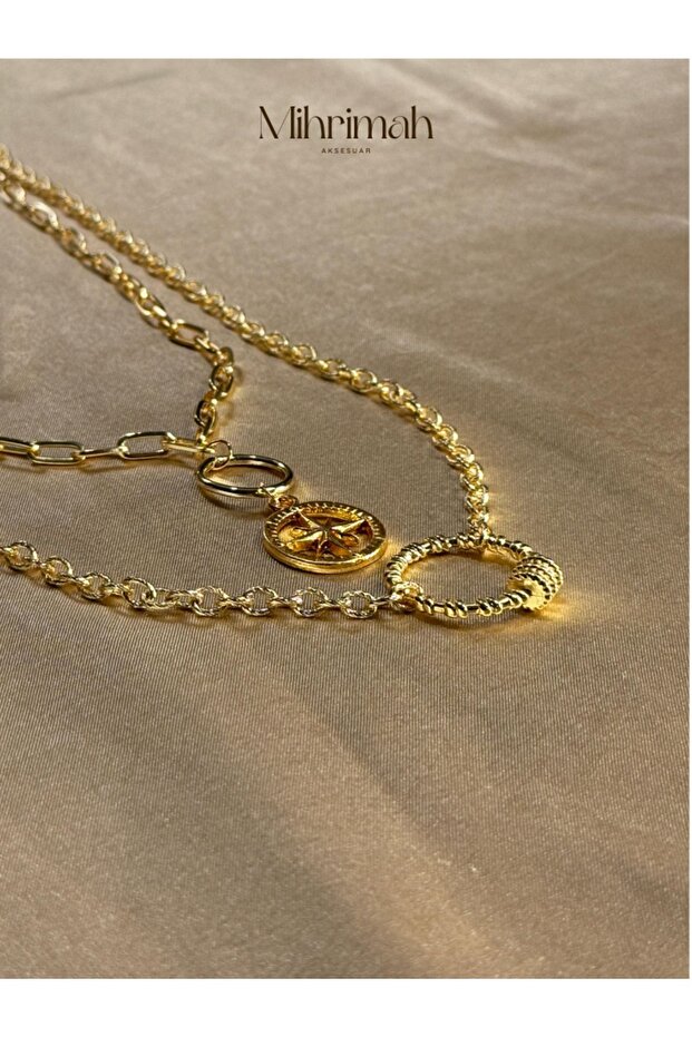 Multiple Gold Colored Chain Necklace Set - 5