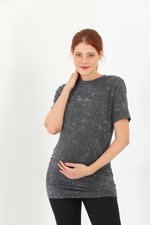 Antracitová těhotenská halenka z měkké bavlny - 3