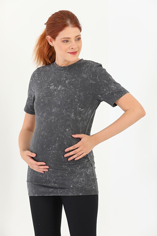 Antracitová těhotenská halenka z měkké bavlny - 2