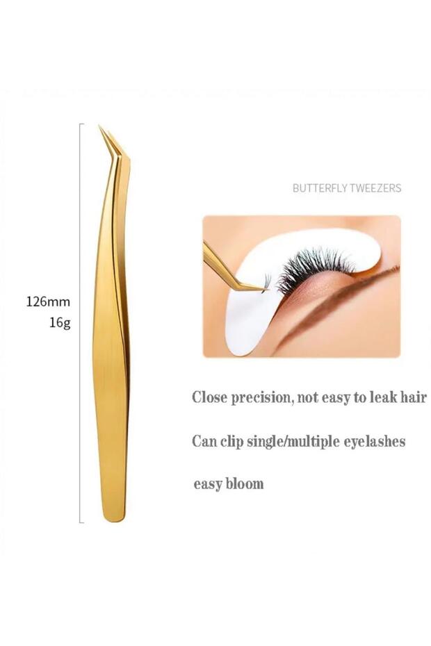 Gold 3 Model Profesyonel Ipek Kirpik Cımbız Seti - 3