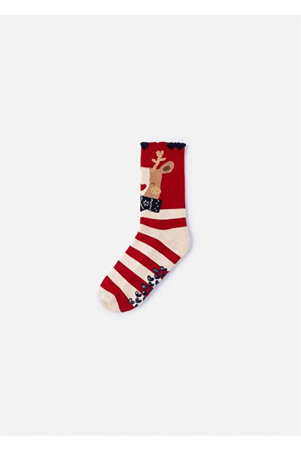 Girl's Non-Slip Socks Red 10809