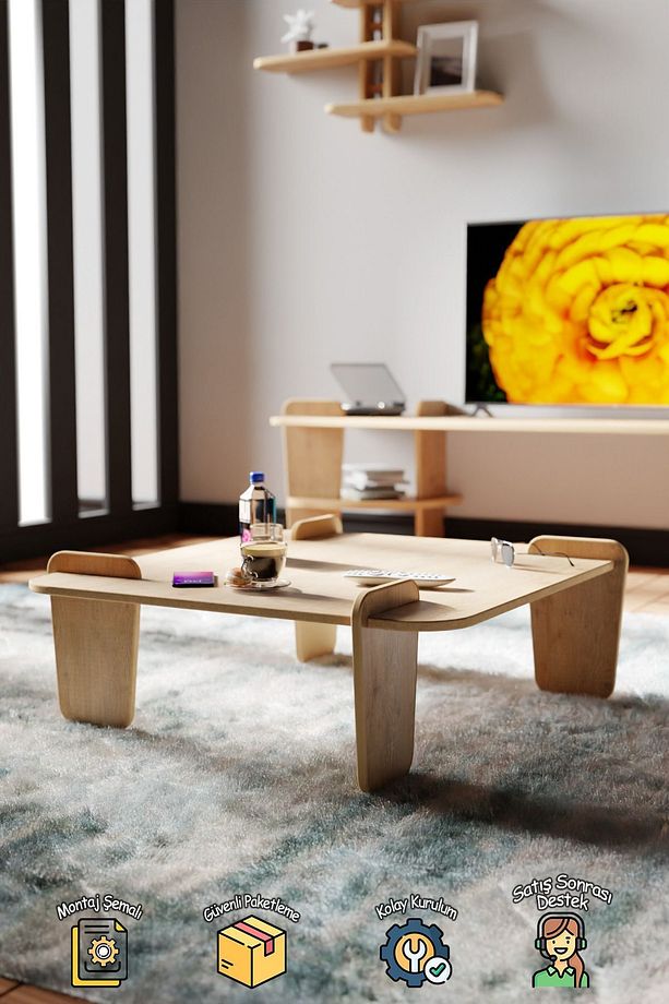 Gloria Tv Ünitesi Seti - Orta Sehpa ve 2 Adet Raf Dahil - 3