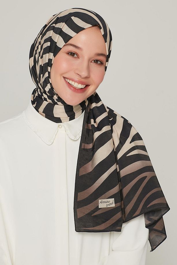 Modal Şal - Zebra Model - Siyah Kahve - 1