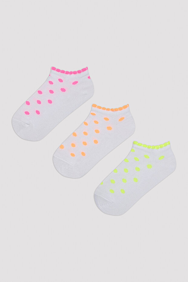 جوارب طويلة مكونة من 3 قطع باللون الأبيض من Neon Dots للفتيات