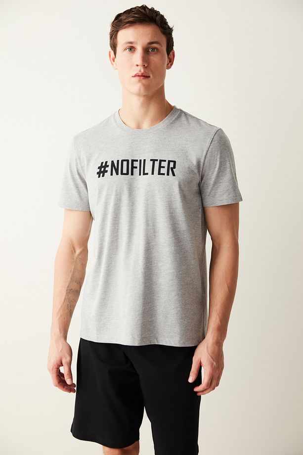 No Filter Slogan Baskılı Şortlu Pj Set - 1