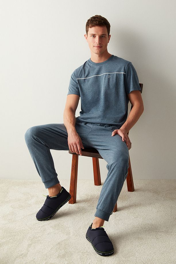 Basic Jogger İndigo Pijama Takımı - 1