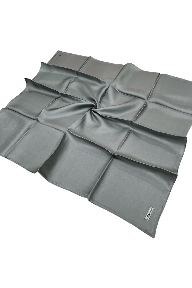 Düz İpek Eşarp - 599 Mat Gri Twill - 1