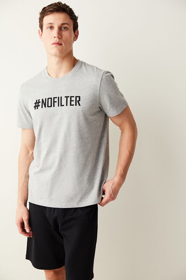 No Filter Slogan Baskılı Şortlu Pj Set - 2