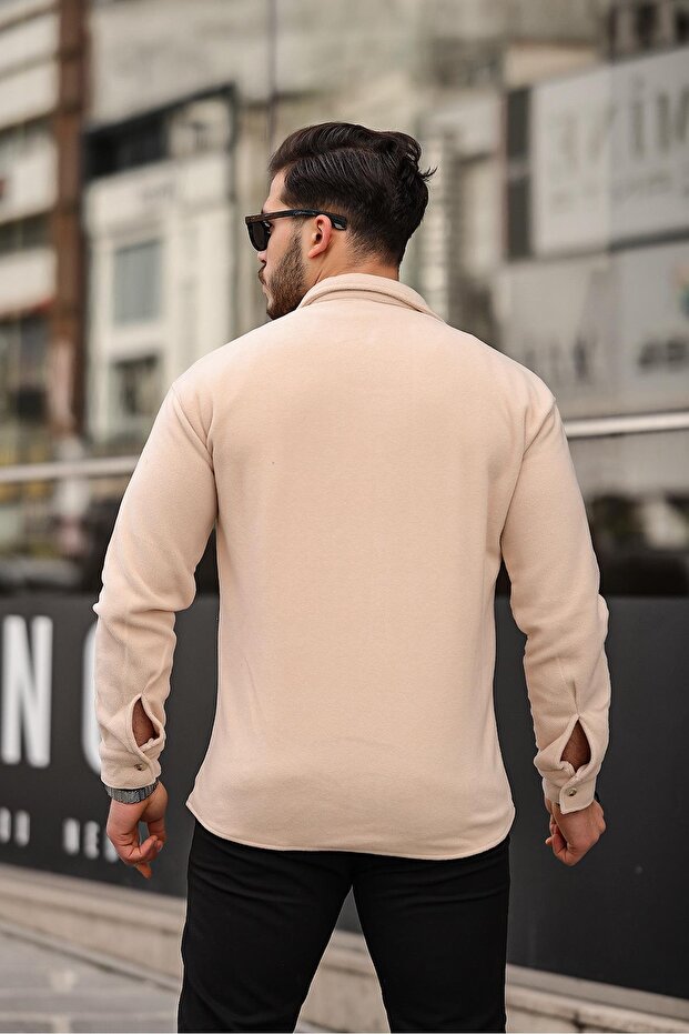 Tek Cep Polar Gömlek- AcıkBej - 5