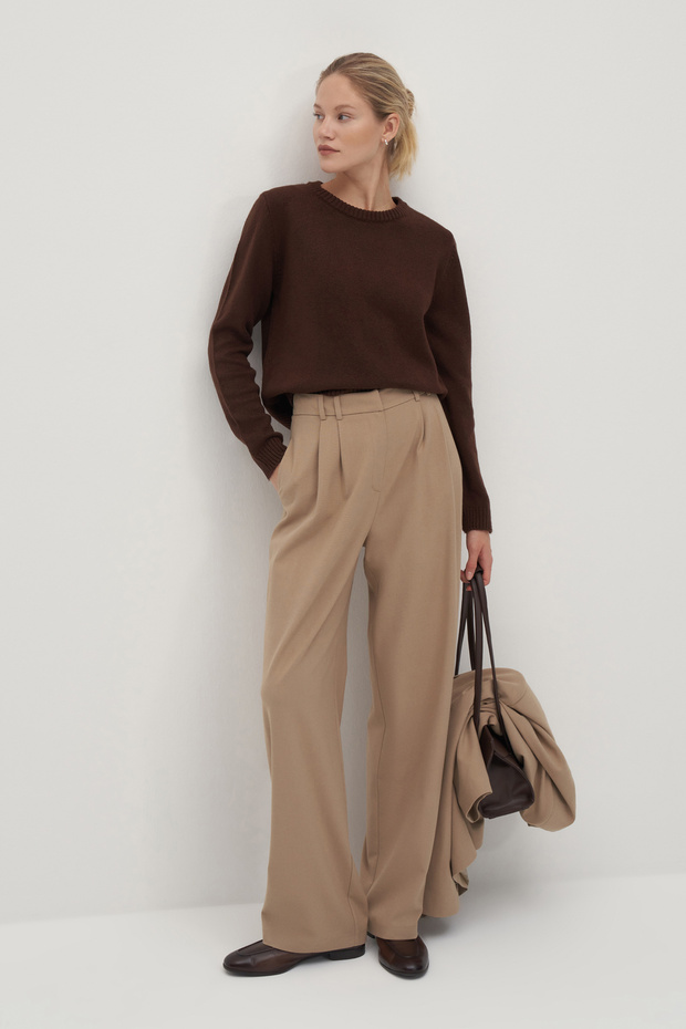 Brown Basic Wool Knitwear Sweater - 1