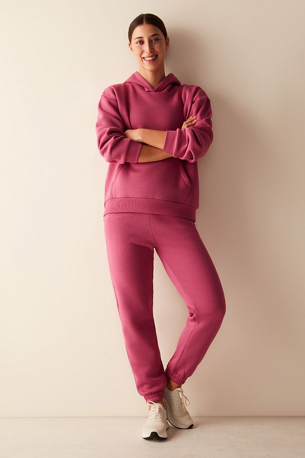 Fuşya Yüksek Bel Içi Şardonlu Basic Jogger - 2