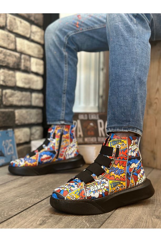 Ba0142 Bantlı Erkek Yüksek Taban Popart Model Spor Bot - 3