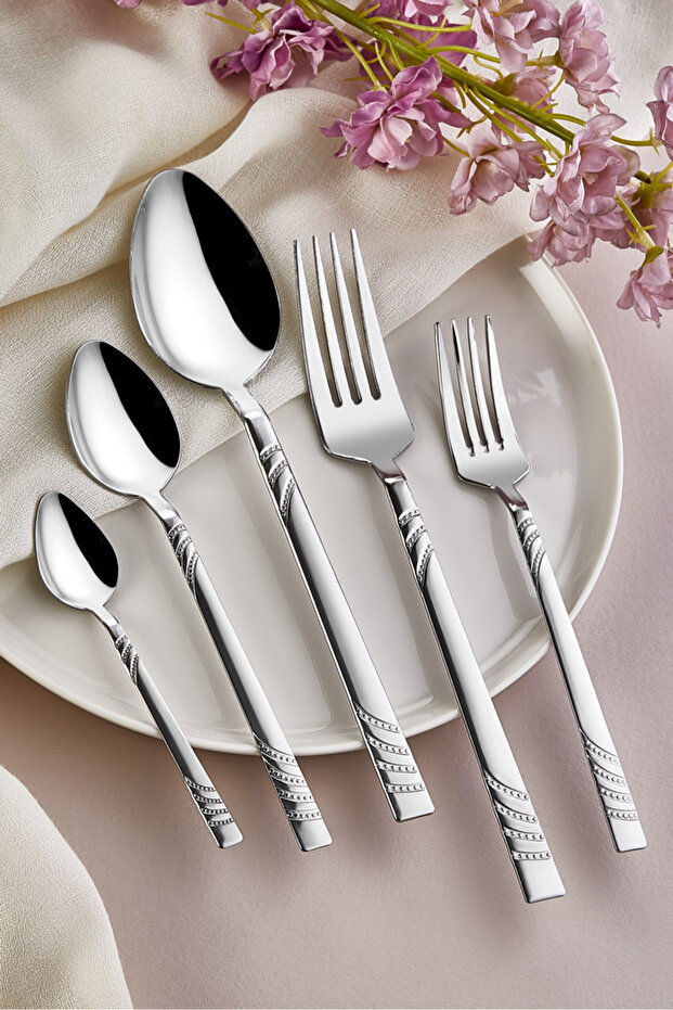 Efe 60 Piece Stainless Steel Cutlery Set for 12 People Without Knives