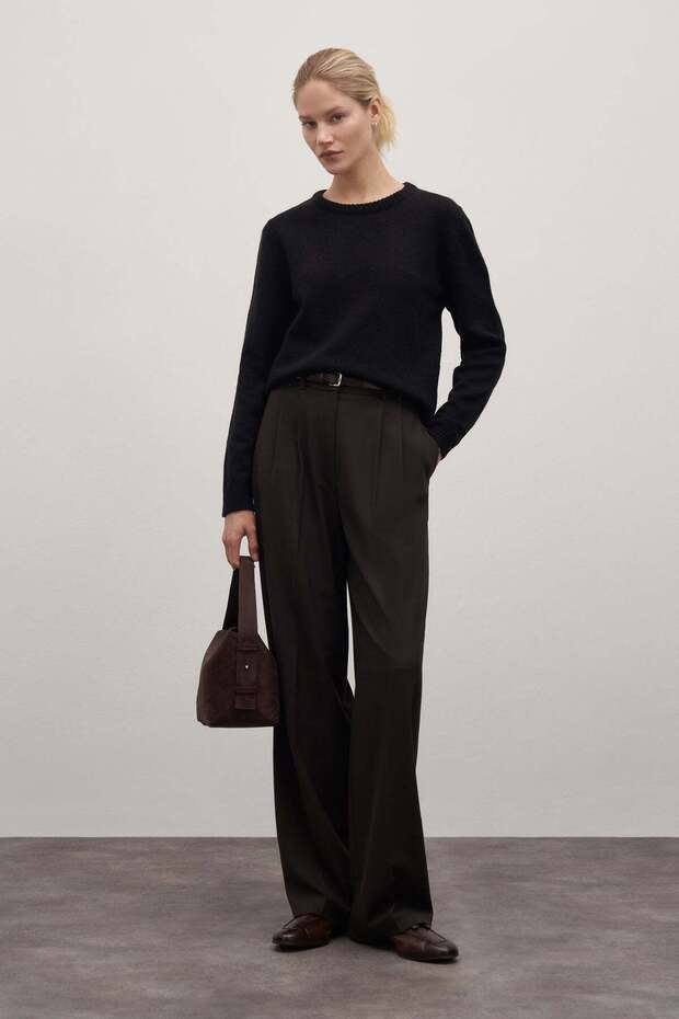 Black Basic Wool Knitwear Sweater - 2