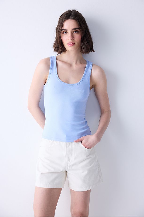 Ft Rib Basic Mavi Cami Atlet - 2