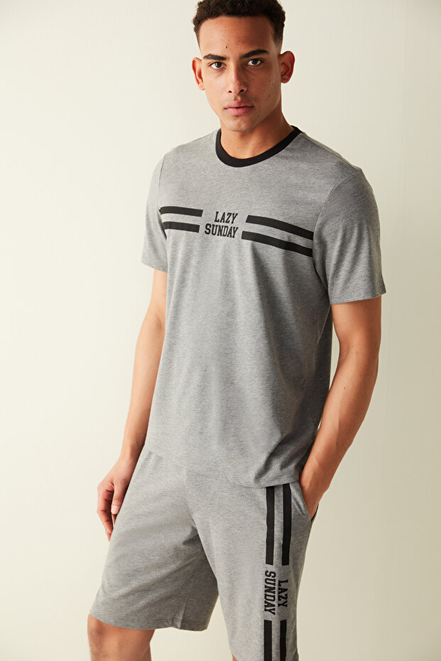 Green Lazy Sunday T-Shirt Shorts Pajama Set