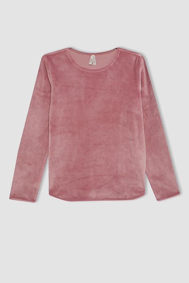 Kız Çocuk Pijama Takımı Bisiklet Yaka Polar Uzun Kollu Üst Uzun Alt D1067a824wn - 3
