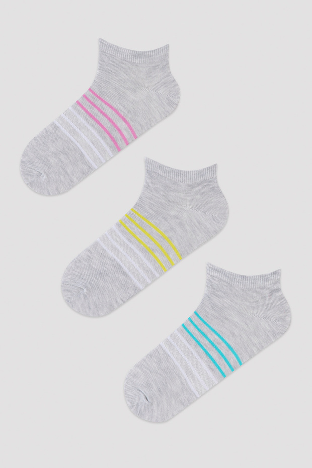 Colorful Thin Striped 3-Piece Booties Socks