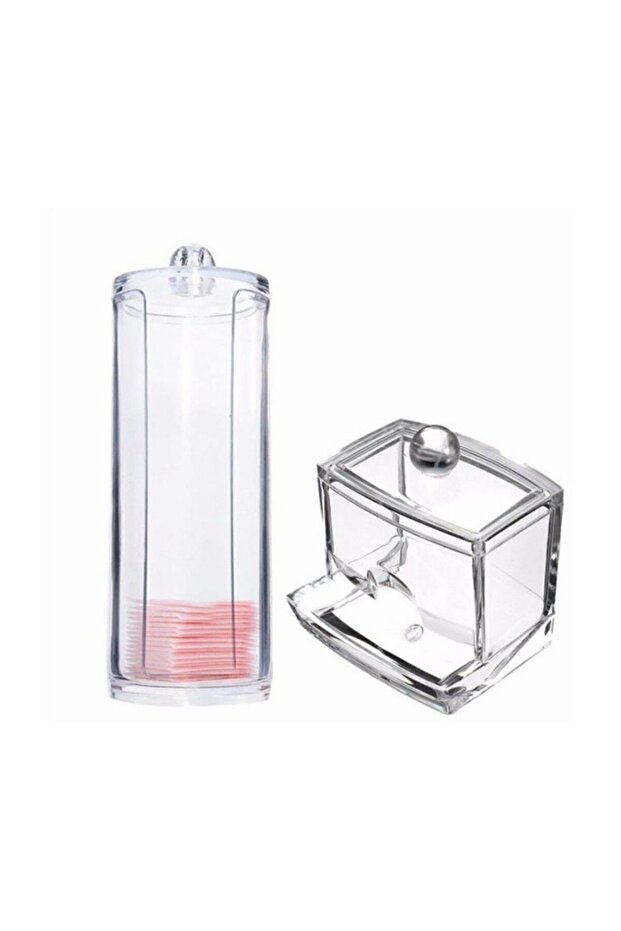 Acrylic Cotton Pad and Cotton Swab Set, Set of 2, Make-up Organizer