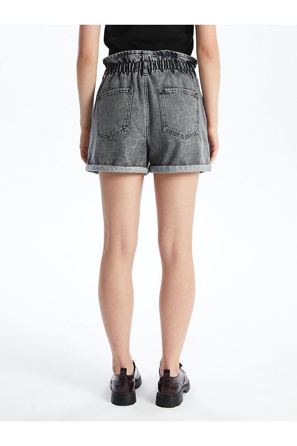 LCW Jeans Kadın Beli Lastikli Düz Jean Şort - 3
