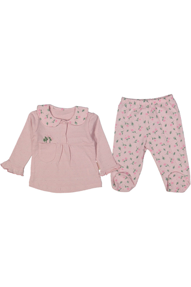 Baby Girl Pink Floral Booties Set