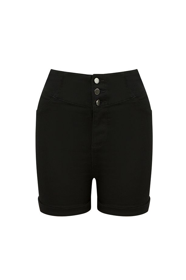 Siyah Midi Push Up Şort - 4