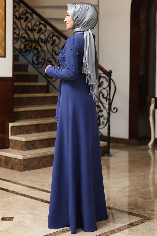 Manolya Tesettür Elbise İndigo - 3