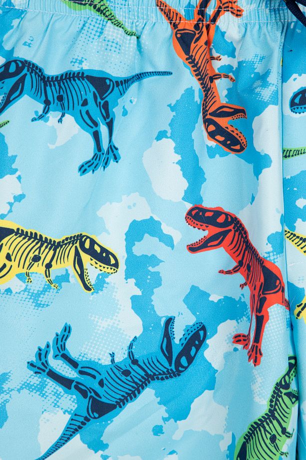 Erkek Çocuk Mavi Tie Die Dinazor Desenli Dino Şort - 3